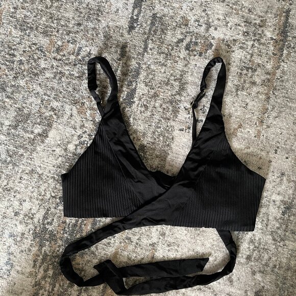 Beach Bunny 3-pc swimwear skylar wrap High Neck Halter Swim top bottom black - Picture 15 of 16